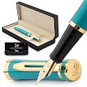 Wordsworth &amp; Black Fountain Pen Set for Writing, Medium Nib, Turquoise