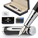 Wordsworth &amp; Black Luxury Fountain Pen Set for Writing, Medium Nib, Black