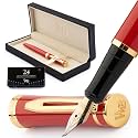 Wordsworth &amp; Black Luxury Fountain Pen Set for Writing, Bent Nib, Red