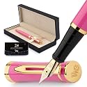 Wordsworth &amp; Black Luxury Fountain Pen Set for Writing, Medium Nib, Pink