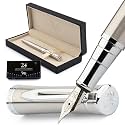 Wordsworth &amp; Black Luxury Fountain Pen Set for Writing, Medium Nib, Silver