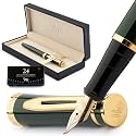 Wordsworth &amp; Black Luxury Fountain Pen Set for Writing,Bent Nib, Green