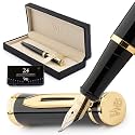 Wordsworth &amp; Black Luxury Fountain Pen Set for Writing, Bent Nib, Black