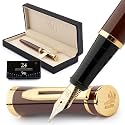 Wordsworth &amp; Black Luxury Fountain Pen Set for Writing, Medium Nib, Brown
