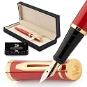 Wordsworth &amp; Black Luxury Fountain Pen Set for Writing, Broad Nib, Red