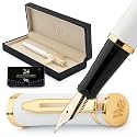 Wordsworth &amp; Black Luxury Fountain Pen Set for Writing, Medium Nib, White
