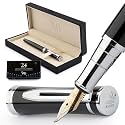 Wordsworth &amp; Black Luxury Fountain Pen Set for Writing, Bent Nib, Black