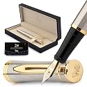 Wordsworth &amp; Black Luxury Fountain Pen Set for Writing, Medium Nib, Silver