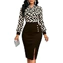 Work Dresses for Women Formal Long Sleeve Wear to Work Office Business Church Dress Elegant Party Midi Pencil Dresses