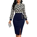 Work Dresses for Women Formal Long Sleeve Wear to Work Office Business Church Dress Elegant Party Midi Pencil Dresses