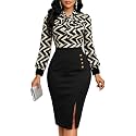 Work Dresses for Women Formal Long Sleeve Wear to Work Office Business Church Dress Elegant Party Midi Pencil Dresses