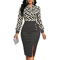 Work Dresses for Women Formal Long Sleeve Wear to Work Office Business Church Dress Elegant Party Midi Pencil Dresses