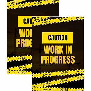 work in progress sign sticker board 205 x 145 cm  peel amp stick or screw fixing  safety warning sign for office construction site factory  pack of 2 work in progress medium -205 x 145 cm
