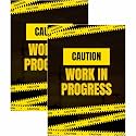 Work in Progress Sign Sticker Board 20.5 x 14.5 CM | Peel &amp; Stick or Screw Fixing | Safety Warning Sign for Office, Construction Site, Factory | Pack of 2 (Work in progress, Medium -20.5 x 14.5 CM)