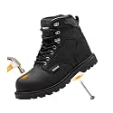 Work Safety Boots for Men Durable Crazy-Horse Leather Indestructible Steel Toe Waterproof and Non-Slip Better Warmth Men Work Shoes