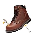 Work Safety Boots for Men Durable Crazy-Horse Leather Indestructible Steel Toe Waterproof and Non-Slip Better Warmth Men Work Shoes