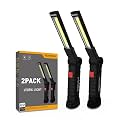 Working Light Portable, Rechargeable Work Lights with Magnetic Base Hanging Hook,360° Rotate 5 Modes,COB LED 800 Lumens Foldable Inspection Light for Car Repair, Grill and Outdoor Use(2pack)