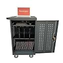 Workington 30-Bay Mobile School Charging Cart Station for Chromebook, Tablet and Laptop Computer with Power Strip Included, Assembly Required, 1001 Dark Gray