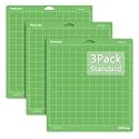 WORKLION 12x12 Standard Cutting Mat（3Pack) Compatible With Explore One/Air/Air 2/Maker Standard Adhesive Sticky Green Quilting Cricket Replacement Vinyl Cutting Mat