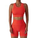 Workout Sets for Women 2 Piece Seamless Ribbed Tank Top Sport Bra High Waist Biker Shorts GYM Yoga Exercise Outfits