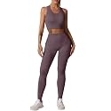Workout Sets for Women 2 Piece Seamless Ribbed Tank Top Sport Bra High Waist Biker Shorts GYM Yoga Exercise Outfits