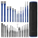 WORKPRO 30 PCS Heavy-Duty Punch and Chisel Set with Roll Pouch