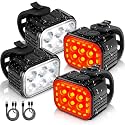 WORKPRO Bike Lights Set [8+13 Modes], Rechargeable Bicycle Light Set Ultra Bright, IP65 Waterproof Bike Lights for Night Riding, 1200mAh Bike Headlight and Tail Light Reflectors
