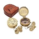 The world is a book.. Quote Solid Brass Compass With Leather Case