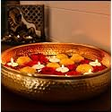 Round Hammered Traditional Potpourri Bowl – 12 Inch Handcrafted Decorative Urli in Metallic Gold Finish | Centerpiece Bowl for Home Decor, Pooja Room, Floating Flowers &amp; Festive Decoration