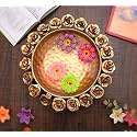 Decorative Urli Bowl for Home Handcrafted Bowl for Floating Flowers | Office Table Decor | Diwali Decoration | Tea Light Candles Home | Traditional Urli Bowl Diwali Urli | (Rose Urli)