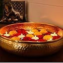 Urli Bowl for Floating Flowers and Tea-Light Candles Home, Office and Table Decor Size : 12In (Hammerd Golden Urli 12 Inch), 500 ml