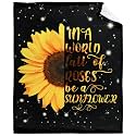 in A World Full of Roses Be A Sunflower Throw Blanket - Super Soft Flannel Fleece Blanket with Teen Girls, Plush Lightweight Fuzzy Cozy Blanket Microfiber for Couch XL 120"x90" for Family