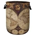 World Map Laundry Basket, Laundry Hamper Collapsible Oxford Cloth with Handle Clothes Storage Bin for Bathroom Laundry Room Bedroom 15.7 X 20 Inch