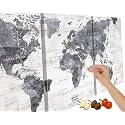 World Map Pin Board Travel Maps Inspirational Canvas Artwork Oversized