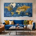 World Map Wall Art for Living Room
