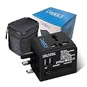 Ceptics Universal Travel Adapter with 2 USB Ports, 3 in 1 International Adapter for Cell Phone Tablet Camera, India to UK, Europe, Australia &amp; More