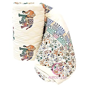 400 tc pure cotton traditional jaipuri design printed light weight single bed quiltrazairajai - 85 x 55 inches design 6