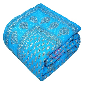 tc - 400 pure cotton traditional rajasthani floral design with gold printed jaipuri quiltrazairajai light weight double bed-90 x 105 inch design 4