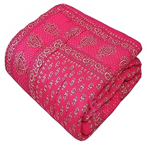 tc - 400 pure cotton traditional rajasthani floral design with gold printed jaipuri quiltrazairajai light weight double bed-90 x 105 inch design 6