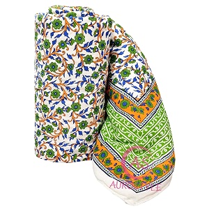400 tc pure cotton traditional jaipuri design printed light weight single bed quiltrazairajai - 85 x 55 inches design 3 tc - 200 multicolor