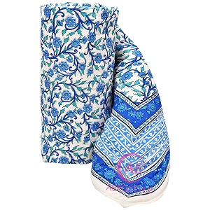 400 tc pure cotton traditional jaipuri design printed light weight single bed quiltrazairajai - 85 x 55 inches design 4 tc - 200 multicolor