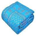 TC - 400 Pure Cotton Traditional Rajasthani Floral Design with Gold Printed Jaipuri Quilt/Razai/Rajai (Light Weight, Double Bed-90 x 105 Inch) (Design 4)