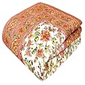 TC - 400 Pure Cotton Traditional Rajasthani Floral Printed Jaipuri Quilt/Razai/Rajai (Light Weight, Double Bed-90 x 105 Inch) (Design 10), Multicolor