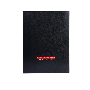 worldone a3 sizeapprox double of a4- photocopy page size 445  33  19 cm pp portfolio display book with 20 bound non-detachable top loading clear binder sleeves black colour set of 1
