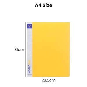worldone a4 display book file folder  40 top loading clear pockets  08 mm virgin pp  display file for presentations documents reports  radiant yellow  pack of 2