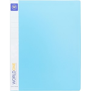 worldone a4 display book file folder  40 top loading clear pockets  08 mm virgin pp  display file for presentations documents reports  radiant blue  pack of 2