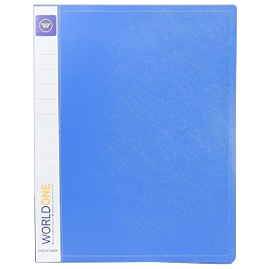 worldone a4 display book file folder  40 top loading clear pockets  08 mm virgin pp  display file for presentations documents reports  blue  pack of 2
