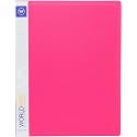 Worldone A4 Display Book File Folder | 40 Top Loading Clear Pockets | 0.8 mm Virgin PP | Display File for Presentations, Documents, Reports | Radiant Pink | Pack of 2