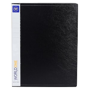 worldone a4 display book file folder  40 top loading clear pockets  08 mm virgin pp  display file for presentations documents reports  black  pack of 2