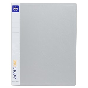 worldone display book file 08 mm virgin pp for documents with 40 bound top loading plastic binder sleeves thick pp board folder for individuals school amp offices size a4 grey set of 2
